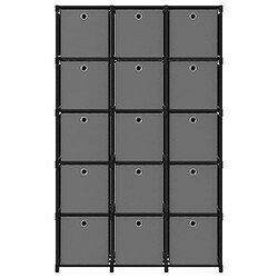 vidaXL Étagère à 15 cubes avec boîtes Noir 103x30x175,5 cm Tissu