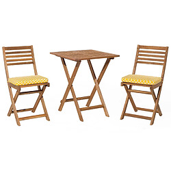 Beliani Ensemble pour bistro avec coussin FIJI Bois Bois clair