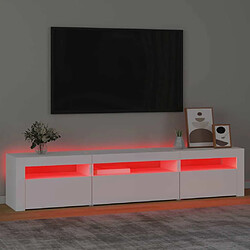 Maison Chic Meubles TV avec lumières LED - Banc TV pour salon Blanc 195x35x40 cm -MN42059 pas cher