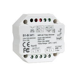 Ledkia Module de Variation LED WiFi Triac RF Compatible Bouton-Poussoir Blanc