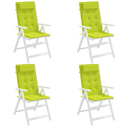 Avis vidaXL Coussins de chaise à dossier haut lot de 4 vert vif