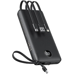 SANAG Batterie Externe Avec Câbles Intégré, Batterie Externe Chargeur Power Bank, 4 Sorties Et Led Display Chargeur Externe Pour Iphone/Ipad/Samsung Et Autres Appareils Intelligents (20000Mah Noir)