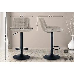 Decoshop26 Tabouret de bar x1 structure métallique noir assise en tissu taupe avec surpiqûres 10_0005448