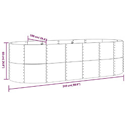 vidaXL Lit surélevé de jardin Acier enduit de poudre 249x100x68cm gris pas cher