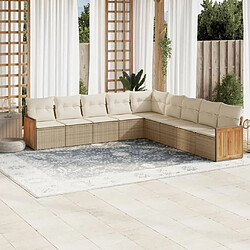 vidaXL Salon de jardin avec coussins 9 pcs beige résine tressée