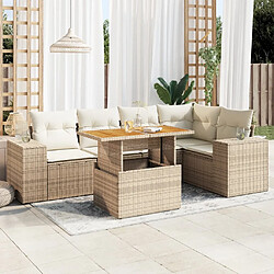 vidaXL Salon de jardin avec coussins 6 pcs beige résine tressée