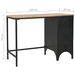 vidaXL Bureau à piédestal unique Bois de sapin et acier 100x50x76 cm pas cher