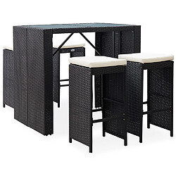 Maison Chic Mobilier de bar d'extérieur 5 pcs,Mobilier d'extérieur,table de bar et chaises Résine tressée et verre Noir -GKD967383