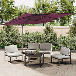 Maison Chic Parasol Jardin | Parasol cantilever à LED Rouge Bordeaux 400x300 cm - GKD74650