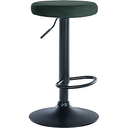 Decoshop26 Tabouret de bar x1 design simple hauteur réglable revêtement en velours vert pieds en métal noir 10_0005354