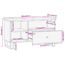 vidaXL Meuble TV marron et noir 80x33,5x46 cm bois massif de manguier pas cher