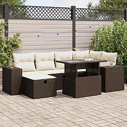 vidaXL Salon de jardin 8 pcs avec coussins marron résine tressée