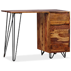 Maison Chic Bureau solide,Table de travail,Bureau d'ordinateur avec 1 tiroir et 1 armoire Bois massif de Sesham -GKD15764