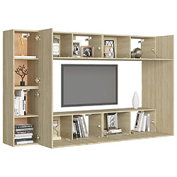 Avis Maison Chic Ensemble de meubles TV 8 pcs | Banc TV Moderne pour salon | Meuble de Rangement - Chêne sonoma Aggloméré -MN79294