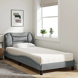 Avis Vidaxl Lit avec matelas gris clair 90x190 cm tissu