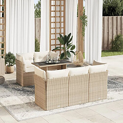 vidaXL Salon de jardin avec coussins 6 pcs beige résine tressée