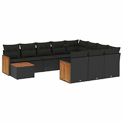 Maison Chic Salon de jardin 11 pcs avec coussins | Ensemble de Table et chaises | Mobilier d'Extérieur noir résine tressée -GKD31942