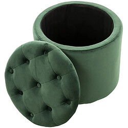 Avis Decoshop26 Pouf tabouret coffre avec espace de rangement en tissu velours vert 42x44cm TABO10077