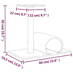 vidaXL Arbre à chat avec tunnel Crème 60x34,5x50 cm pas cher