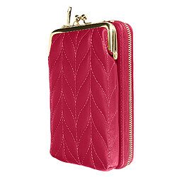 Avizar Pochette Bandoulière Smartphone Simili cuir surpiqué Multi-compartiments rose