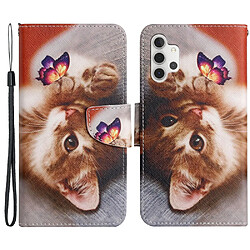 Etui en PU + TPU texture croisée, avec support et sangle papillon et chaton pour votre Samsung Galaxy A32 4G (EU Version)