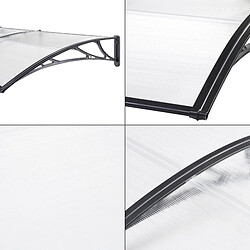 Avis Helloshop26 Auvent de porte d'entrée design marquise d'accueil résistante aux intempéries 300 x 100 cm noir transparent 03_0006392