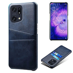 Coque en TPU + PU antichoc, anti-rayures avec porte-cartes, bleu pour votre Oppo Find X5 Pro