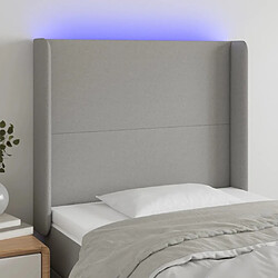 Maison Chic Tête de lit scandinave à LED,meuble de chambre Gris clair 103x16x118/128 cm Tissu -MN69387