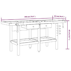 vidaXL Établi avec tiroirs et étaux 192x62x83 cm Bois massif d'acacia pas cher