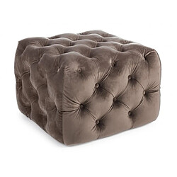 Webmarketpoint Pouf en velours gris tourterelle EVAN S 62x62x h46 cm