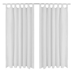 vidaXL 2 pcs Rideau à Passant Micro Satin Blanc 140 x 175 cm