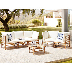 Beliani Set de jardin CERRETO Bambou Blanc cassé