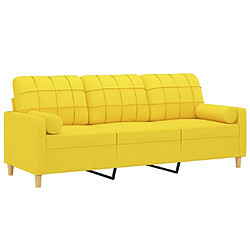 Avis Maison Chic Canapé 3 places avec oreillers,Sofa de Salon,Canapé droit jaune clair 180 cm tissu -GKD398245