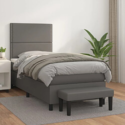 Maison Chic Lit Adulte - Lit simple Lit à sommier tapissier avec matelas moelleux - Meuble de Chambre - Gris 80x200 cm Similicuir -MN85795