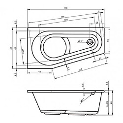 Baignoire d'angle acrylique RIHO DELTA 150x80 cm
