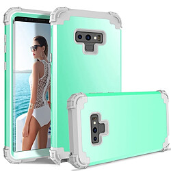 Wewoo Antichoc 3 en 1 sans espace au milieu du boîtier en silicone + PC pour Galaxy Note9 (Vert menthe + Gris)