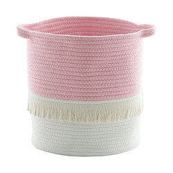 Panier à Linge 13 X 12 Pouces Panier En Corde De Coton De Rangement Tissé Avec Poignées Rose