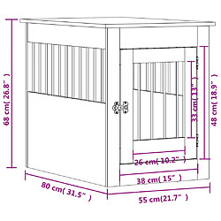 vidaXL Meuble de cage pour chiens sonoma gris 55x80x68 cm pas cher