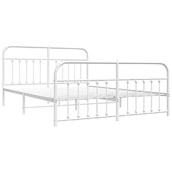 Maison Chic Lit adulte - Lit simple Cadre de lit métal avec tête de lit/pied de lit,Structure du lit Contemporain pour chambre blanc 160x200cm -MN21420 pas cher