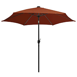 vidaXL Parasol avec LED et mât en aluminium 300 cm Terre cuite