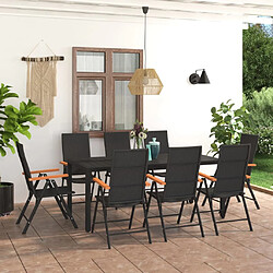 vidaXL Ensemble à manger de jardin 9 pcs noir et marron