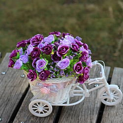 Wewoo Jolie petite taille fleur panier Vase à la main en rotin paniers tricycle vélo Home Decor jardin décoration de fête de mariage, aléatoire livraison de couleur de ruban de soie