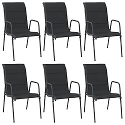 vidaXL Chaises de jardin lot de 6 Acier et textilène Noir