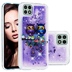 Coque en TPU anti-rayures, motif sables mouvants à paillettes Couple d'oiseaux pour votre Samsung Galaxy A22 5G (EU Version)