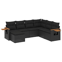 Maison Chic Salon de jardin 7 pcs avec coussins | Ensemble de Table et chaises | Mobilier d'Extérieur noir résine tressée -GKD94931