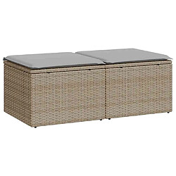 vidaXL Salon de jardin avec coussins 2 pcs beige résine tressée acacia