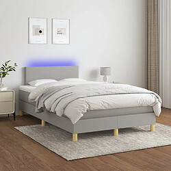 vidaXL Sommier à lattes de lit matelas LED Gris clair 120x200 cm Tissu