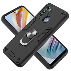 Coque en TPU 2-en-1, hybride avec béquille en anneau magnétique noir pour votre Motorola Moto G60