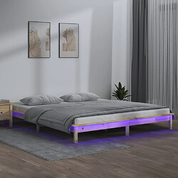 vidaXL Cadre de lit à LED sans matelas 150x200 cm bois massif 