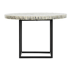 Pegane Table d'appoint ronde en nacre et fer coloris gris et noir - diamètre 60 x hauteur 40 cm